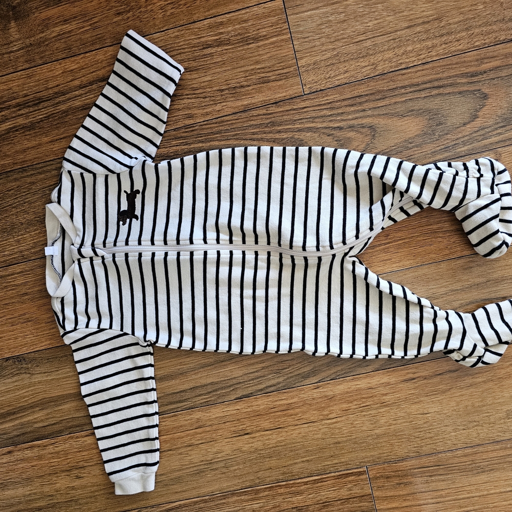 PEKKLE Pajama - Striped Baby Onesie with Dog Logo